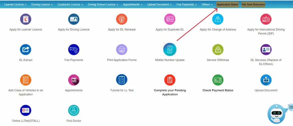 click 'Application Status' 