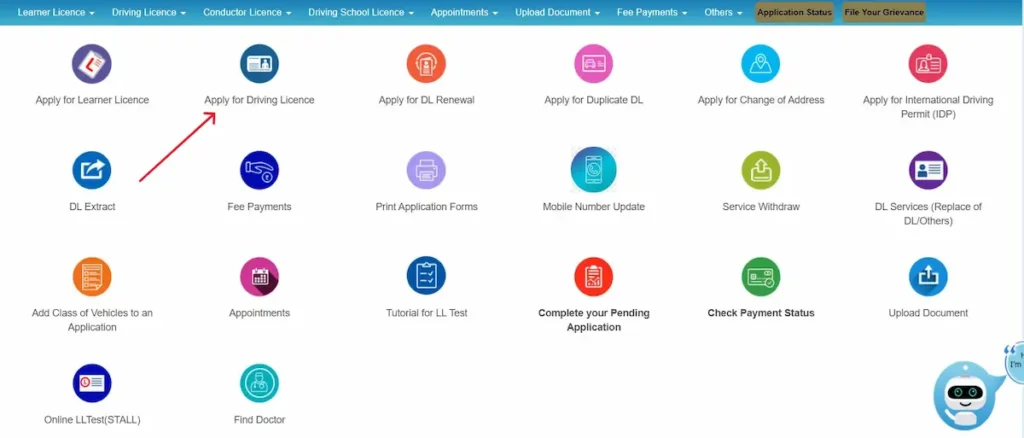  click 'Apply for Driving Licence'