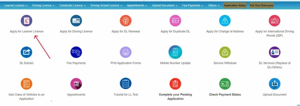 Click 'Learner's Licence'